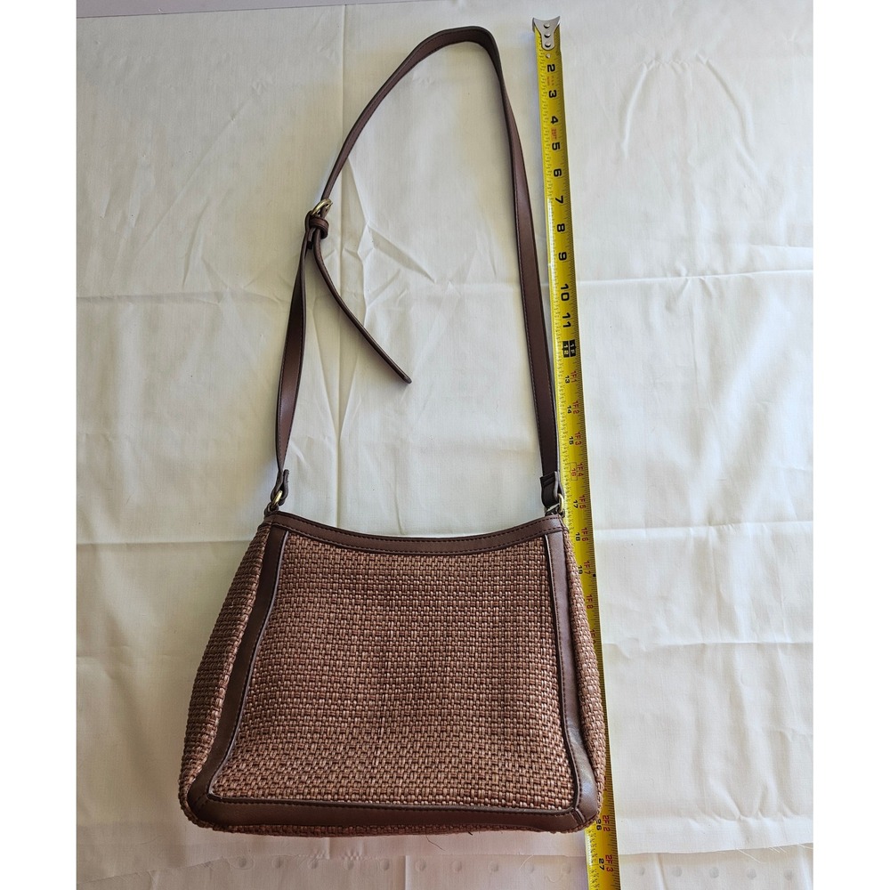 Relic Brown Woven Shoulder Bag With Leather Trim Adjustable Strap For Women - Picture 5 of 12